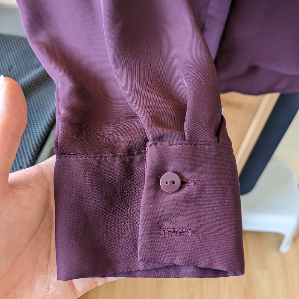 Women's Burgundy Long Sleeve Blouse - Picture 5 of 9